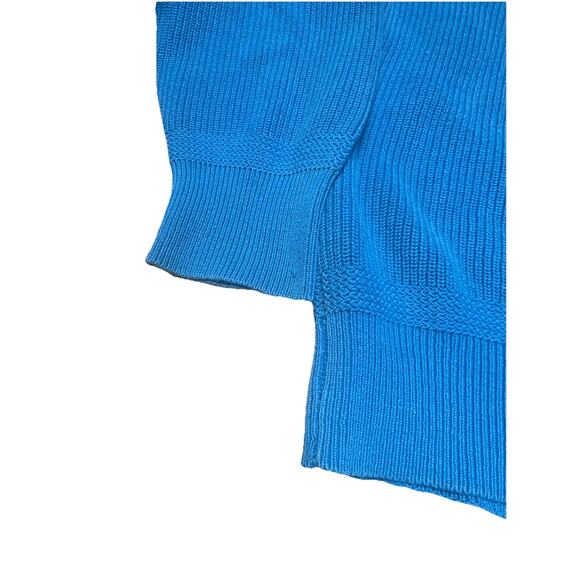 Vtg EDDIE BAUER Cotton Chunky Cable Knit Henley Sweater Sz L Blue Fisherman Cozy - Picture 9 of 9